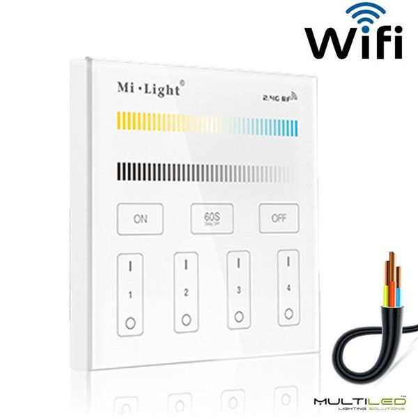 Controlador regulador Mi-Light CCT Dual Wifi AC180~240V táctil empotrable