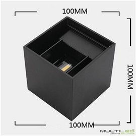 Aplique Led de interior-exterior Negro 6W Modelo Cube Blanco Cálido