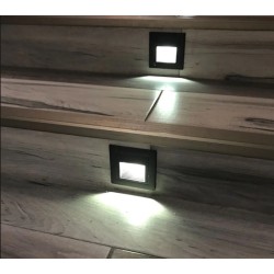 Baliza empotrable de pared Led negro 2W IP65 Exterior AC 220V Blanco Cálido