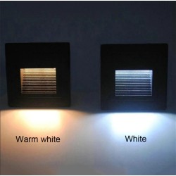 Baliza empotrable de pared Led negro 2W IP65 Exterior AC 220V Blanco Cálido