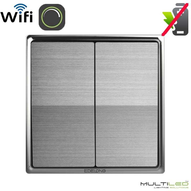 Interruptor pulsador regulador Dimmer On/Off Wifi Cinético sin baterías 2 zonas universal Plata Cepillado