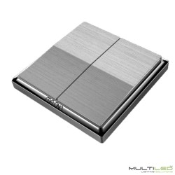 Interruptor pulsador regulador Dimmer On/Off Wifi Cinético sin baterías 2 zonas universal Plata Cepillado