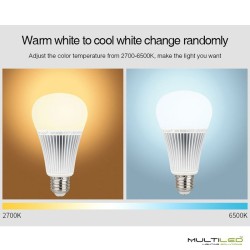 Bombilla Led Wifi Mi-light 9W RGB + CCT E27 compatible con Alexa y Google Home
