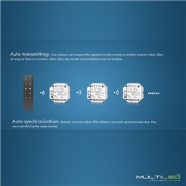 Pastilla Controlador Multiled 4 en 1 Universal para pulsador + Smart RF, 12-24 VDC,3A*4CH,Max 12A 144W/288W