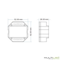 Pastilla Controlador Multiled 4 en 1 Universal para pulsador + Smart RF, 12-24 VDC,3A*4CH,Max 12A 144W/288W