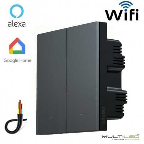 Pulsador 2 Zonas Wifi Zigbee Antracita para sistemas Orvibo (200W x 2 zonas), compatible con Alexa y Google Home