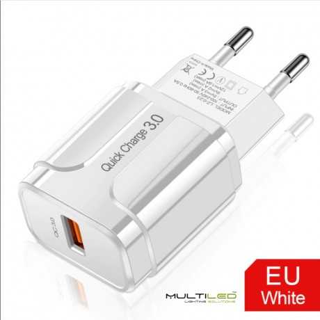 Cargador/Adaptador USB de carga rápida blanco