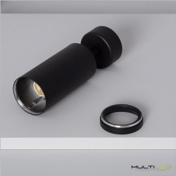 Aplique tubular orientable de superficie para lámpara GU10 Negro