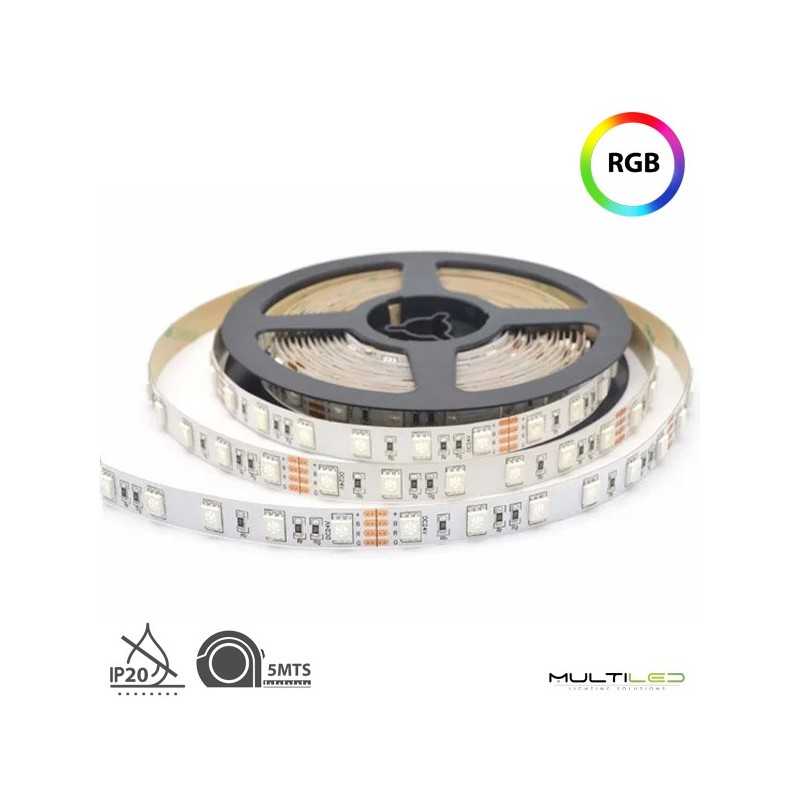 Tira led profesional SMD5050, 60Leds/Mt 10mm 12W/Metro IP20 12V RGB