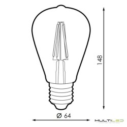 Bombilla Led Pera Spiral Vintage Gold de Filamento 4W Blanco Cálido ST64 E27 (Regulable)