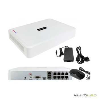 Grabador NVR Hikvision IP 8 CH PoE máx 6.0 Mpx H.265+ 60 Mbps Salida HDMI Full HD 1Sata Blanco