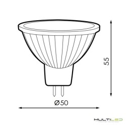 Dicroica Led GU5.3 MR16 S11 12-24V AC/DC 7W Opal 120º Blanco Calido