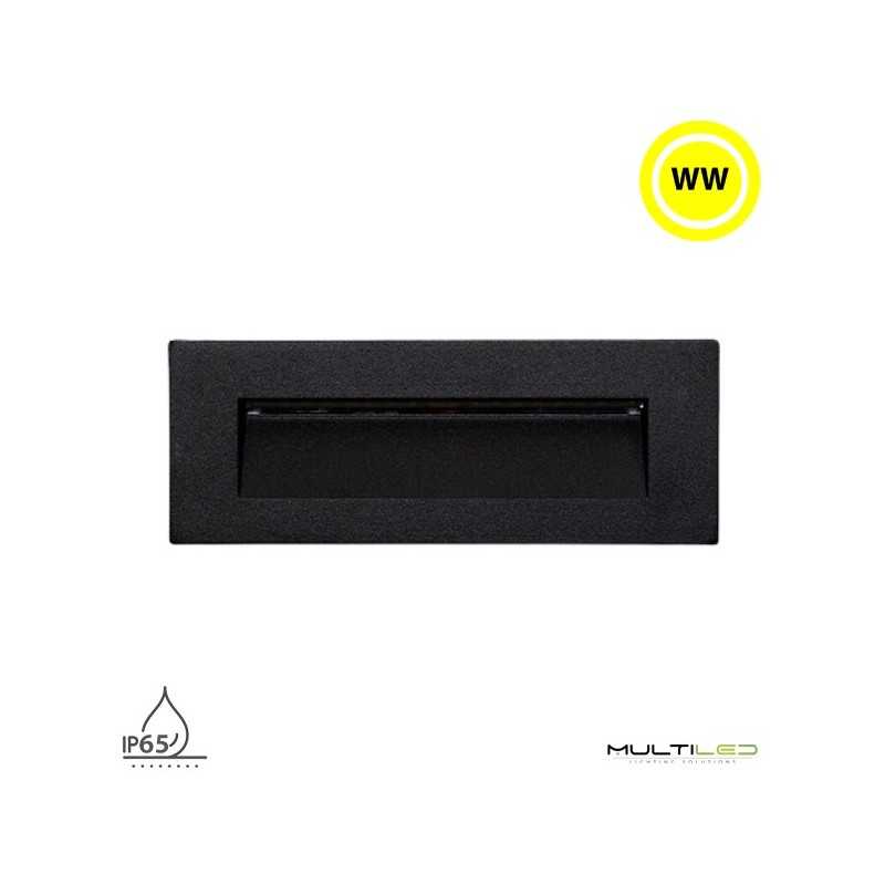 Baliza Led de exterior empotrable rectangular 6W AC 220V Negro Wide Blanco Calido