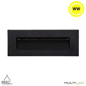 Baliza Led de exterior empotrable rectangular 6W AC 220V Negro Wide Blanco Calido