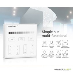 Mando a distancia tipo panel de pared de 4 zonas Miboxer Monocolor táctil RF 2.4ghz