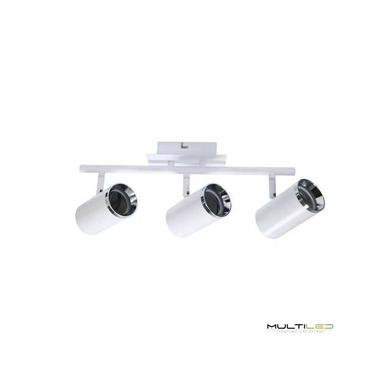 Aplique tubular orientable de superficie para lámparas GU10 X3 Spot Blanco