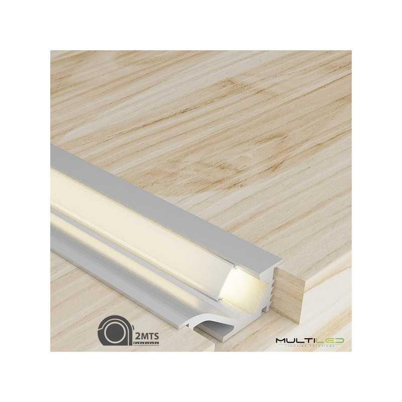 Perfil de aluminio para tira led empotrable, especial indirecto (2mts)