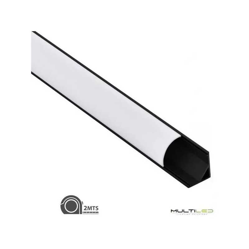 Perfil de aluminio para tira led de superficie, especial Angulo Esquina Anker 16*16mm (2mts) Negro