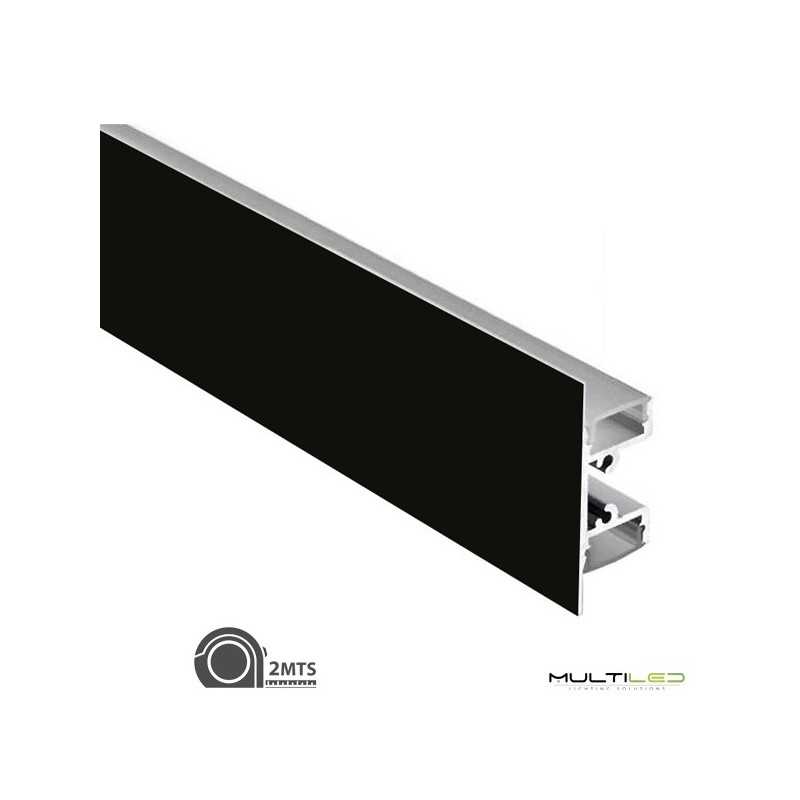Perfil de aluminio para tira led de superficie, especial Pared wall 48,3*18mm (2mts) Negro