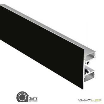 Perfil de aluminio para tira led de superficie, especial Pared wall 48,3*18mm (2mts) Negro