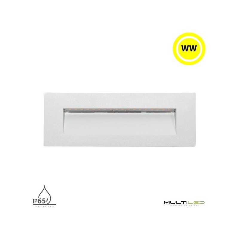 Baliza Led de exterior empotrable rectangular 6W AC 220V Wide Blanco Calido