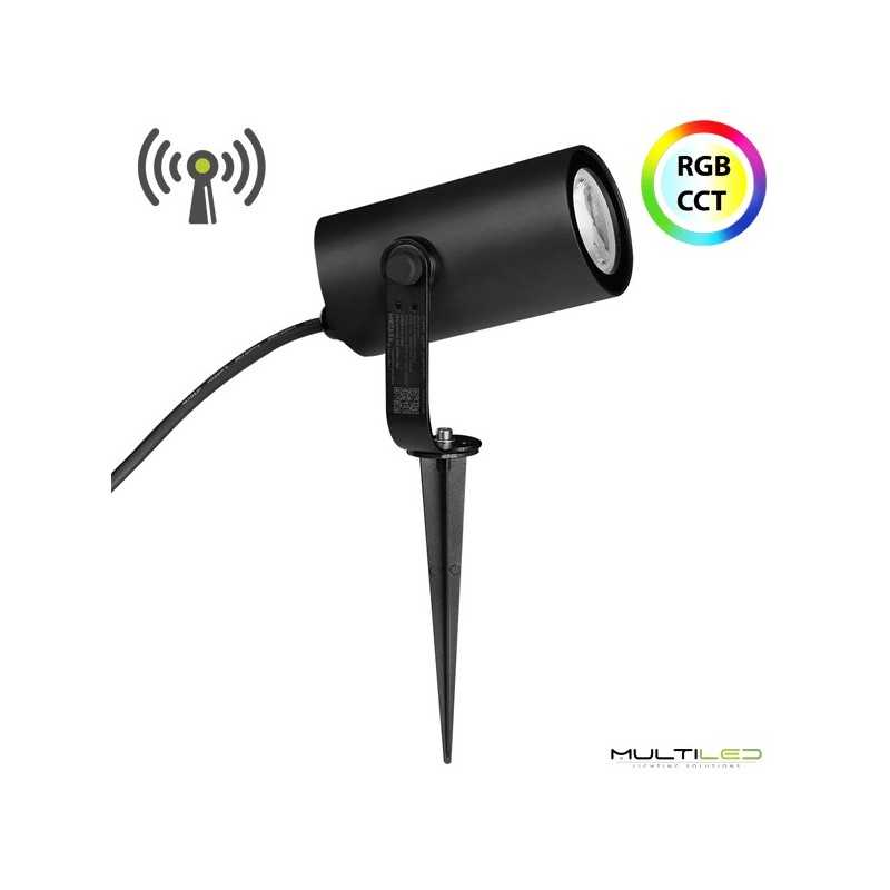 Foco LED Exterior y Jardin con Pincho 12W WIFI-Zigbee IP66 Miboxer RGB + Blanco dual CCT