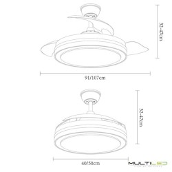 Ventilador Esparta 72W 3 aspas escondidas Blanco CCT con control remoto memoria y temporizador