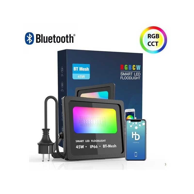 Foco Proyector Led inalámbrico 45W RGB+CCT (2700k-6500k) IP66 Bluetooth Mesh grupal