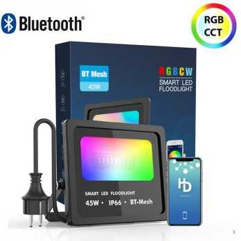 Foco Proyector Led inalámbrico 45W RGB+CCT (2700k-6500k) IP66 Bluetooth Mesh grupal