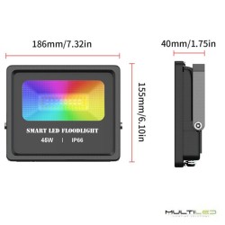 Foco Proyector Led inalámbrico 45W RGB+CCT (2700k-6500k) IP66 Bluetooth Mesh grupal