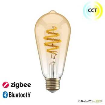 Bombilla Led Wifi Zigbee Inteligente Vintage Gold ST64 5,5W E27 CCT 1800K-6500K
