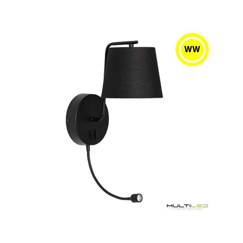 Lampara de pared Noire con flexo de lectura color negro