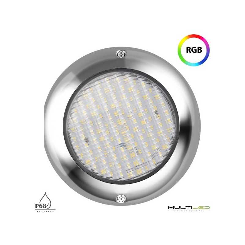 Lampara Led Inox Mini 150mm 12W 12V RGB para piscinas instalación en superficie