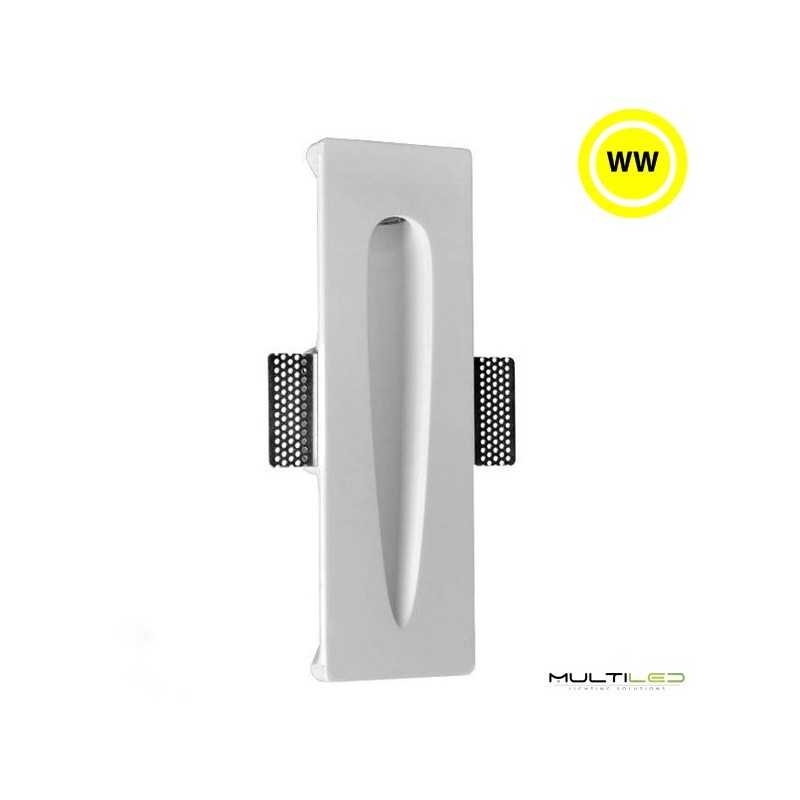 Baliza Led de interior empotrable escayola/pladur 2W Corte 323x103 mm AC 220V Plaster Blanco Cálido 2700k