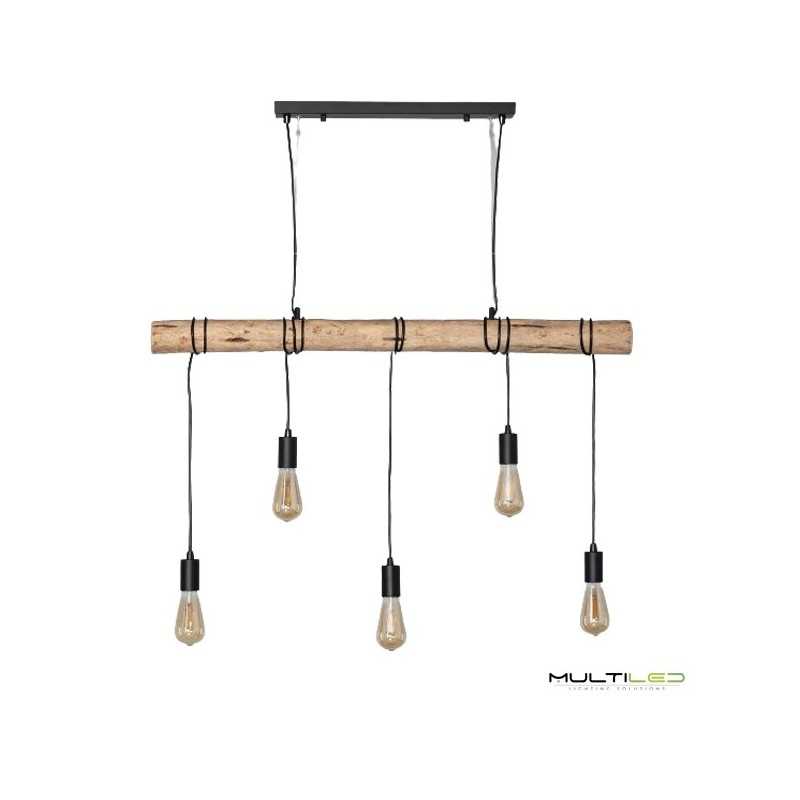Lampara Colgante Vintage Modern de 5 cables negro E27 1000mm