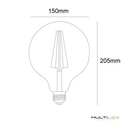 Bombilla Led Esferica G150 E27 Vintage Gold de Filamento 8.5W Blanco Super Cálido 1800k