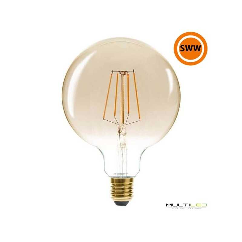 Bombilla Led Esferica G150 E27 Vintage Gold de Filamento 8.5W Blanco Super Cálido 1800k