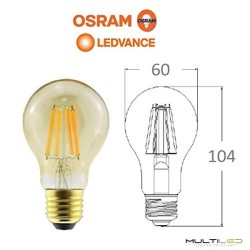 Bombilla Led Osram Vintage 1906 Clasic Dim A60 7W E27 Blanco Cálido 2500K (Regulable)