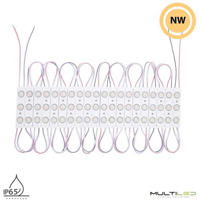 Modulo LED SMD2835 x3 20 Piezas x 1.2W 24W IP65 24V DC 160º 2.5mts 4500k para Carteles y retroiluminación