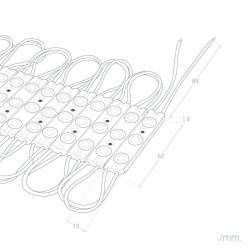 Modulo LED SMD2835 x3 20 Piezas x 2W 40W IP65 220V AC 160º 2.5mts 3000k para Carteles y retroiluminación