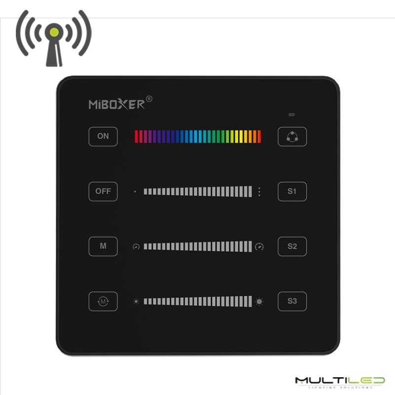 Mando a distancia tipo panel de pared de 1 zona Miboxer para Tiras inteligentes SPI RGBW táctil RF 2.4ghz Negro