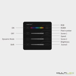 Mando a distancia tipo panel de pared de 1 zona Miboxer para Tiras inteligentes SPI RGBW táctil RF 2.4ghz Negro