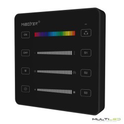 Mando a distancia tipo panel de pared de 1 zona Miboxer para Tiras inteligentes SPI RGBW táctil RF 2.4ghz Negro