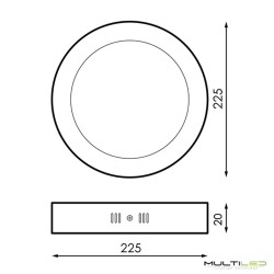 Plafón Downlight Led de superficie 210mm 20W Blanco Frío 6000k