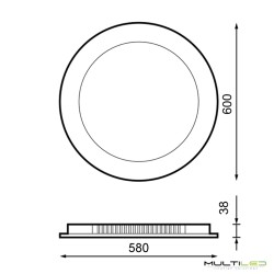 Panel Placa Led 48W Downlight Extraplano Circular Corte Ø580 mm Blanco Neutro 4000k