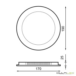 Panel Placa Led 15W Downlight Extraplano Circular Corte Ø170 mm Blanco Cálido 3000k