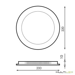 Panel Placa Led 20W Downlight Extraplano Circular Corte Ø200 mm Blanco Neutro 4000k
