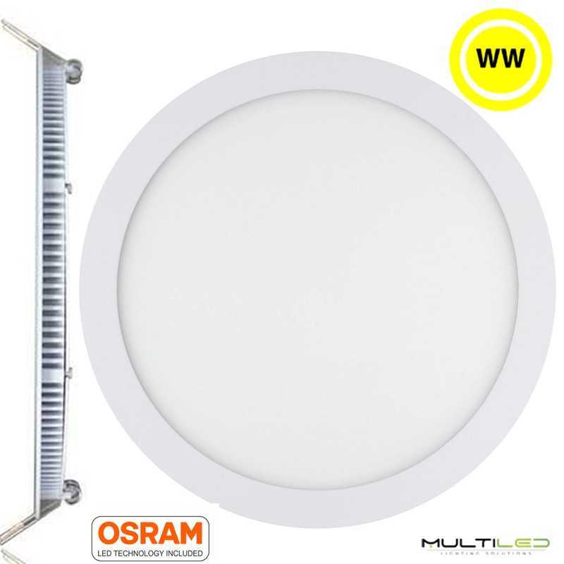 Panel Placa Led 24W Downlight Extraplano Circular Corte Ø280 mm Blanco Cálido 3000k