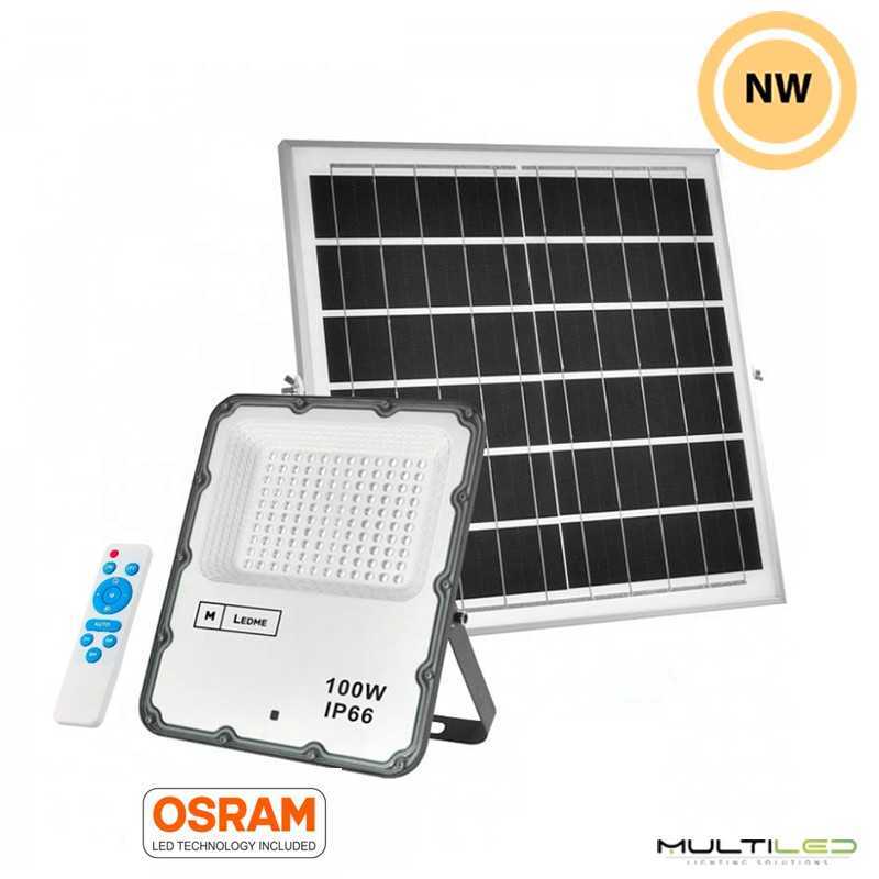 Foco Proyector Led Solar con Bateria Horus 100W IP66 Blanco Neutro 4500k