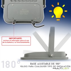 Foco Proyector Led Solar con Bateria Horus 100W IP66 Blanco Neutro 4500k